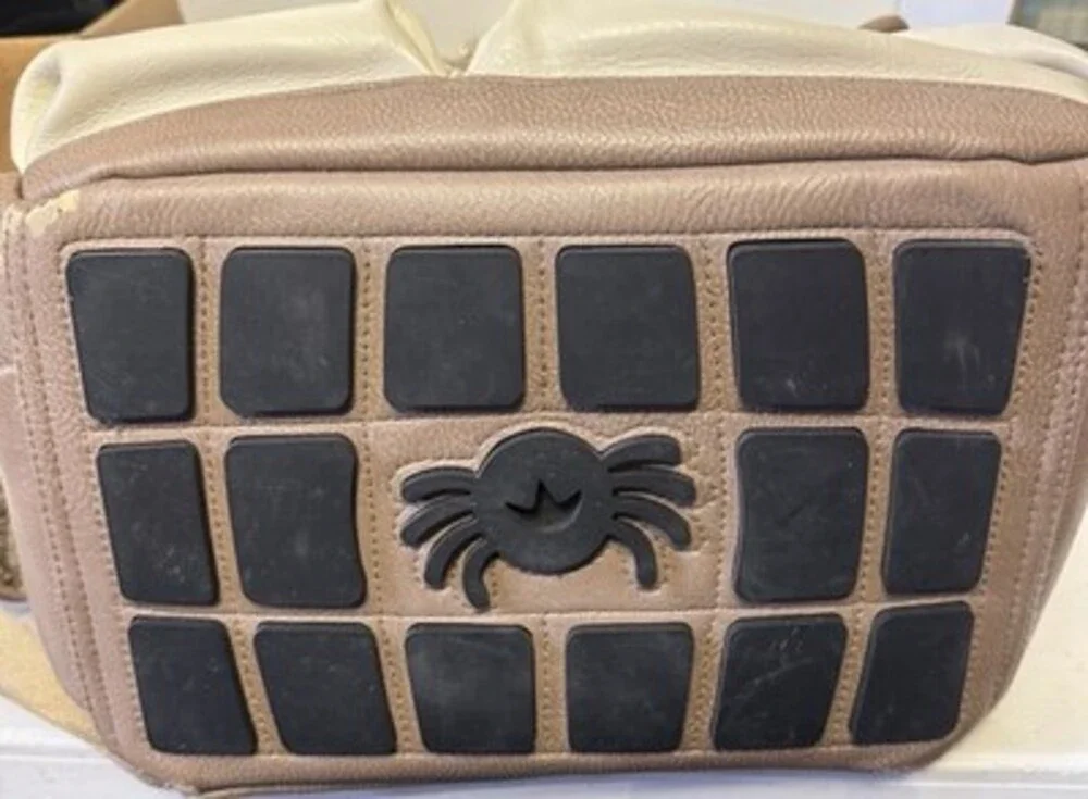 Itzy Ritzy Taupe Cream Faux Leather Chevron Diaper Backpack Bag with Pockets